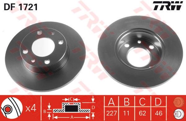 FREN DİSKİ ÖN M124 M131 PANDA 80> / IBIZA I 84>93 DÜZ 227mm - BOSCH