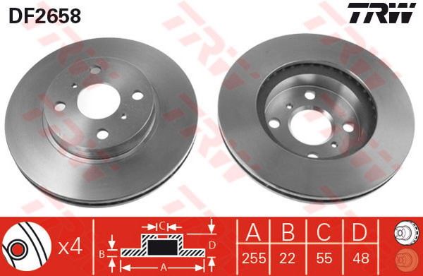 FREN DİSKİ ÖN COROLLA E100 AE101 AE111 93>02  ENJEKSİYONLU HAVALI 255mm - BOSCH