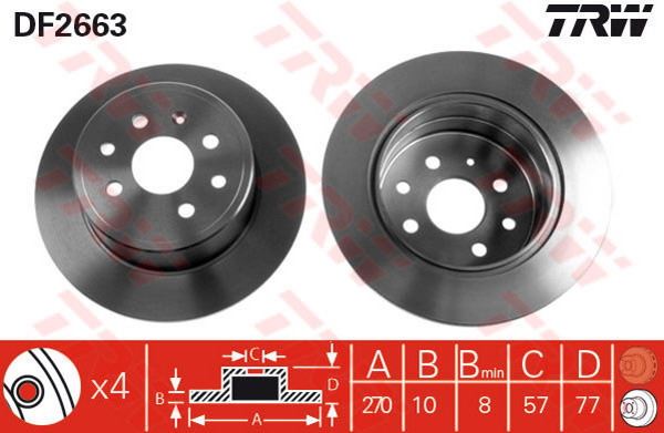 FREN DİSKİ ARKA VECTRA A 88> CALIBRA 90> DÜZ 270mm - TRW