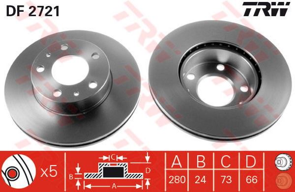 FREN DİSKİ ÖN 14Q DUCATO 94>16 / BOXER 94>16 / JUMPER 94>16 HAVALI 280mm - TRW
