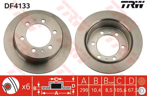 FREN DİSKİ ARKA KORANDO 97> MUSSO 97>05 DÜZ 299mm - TRW