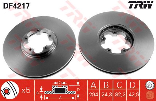 FREN DİSKİ ARKA TRANSIT V347 06> ÖNDEN VE ARKADAN ÇELİŞLİ DÜZ 280mm - TRW