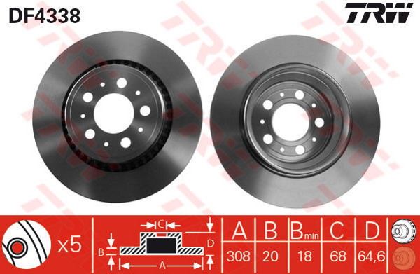 FREN DISKI ARKA HAVALI 308MM  VOLVO   XC90 2.5T D5 T6 02 - 17 - MGA