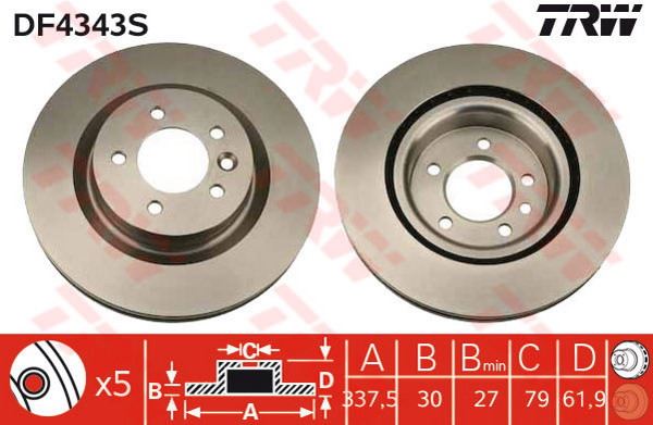 FREN DİSKİ ÖN DISCOVERY 04>09 4.44×4 RANGE ROVER SPORT 05>13 HAVALI 337mm - TRW