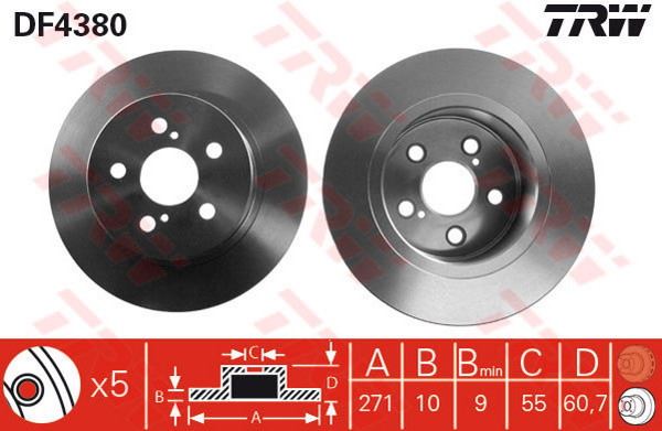 FREN DISK ARKA DUZ 271-5 ( TOYOTA  AVENSIS 00 - 02 ) - BLUE PRINT