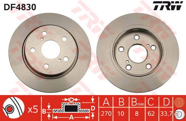 FREN DİSKİ ARKA COROLLA 07> AURIS 07> DİZEL DÜZ 270mm - BOSCH