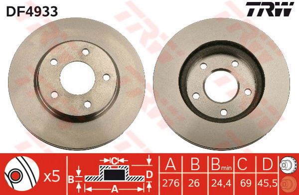 FREN DISK ON HAVA KANALLI 276-5 (MITSUBISHI LANCER 08/12  1.5-1.6-1.8 /LANCER 2.0 MIVEC EVO-X 08-// OUTLANDER 03/07 ) - BOSCH