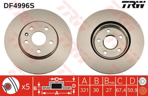 FREN DİSKİ ÖN INSIGNIA 08> / MALIBU 12> / 9-5 10> 17 JANT HAVALI 321mm - BOSCH
