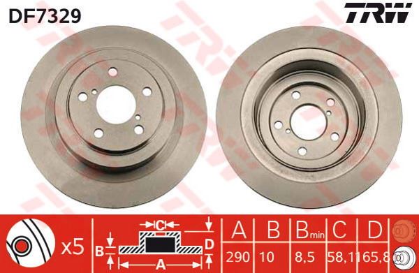 FREN DISKI ARKA DUZ-(290-5)-(SUBARU  LEGACY 98/03/OUTBACK 00/03 ) - BLUE PRINT