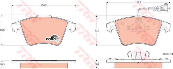 FREN BALATASI ÖN FİŞLİ TRANSPORTER T5 03> TRANSPORTER T6 15> 16 JANT 18.5mm - BOSCH