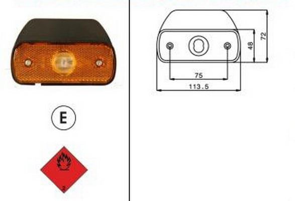SIDE MARKER TEK LED 250MM TES İÇ BAG 24V - SABA