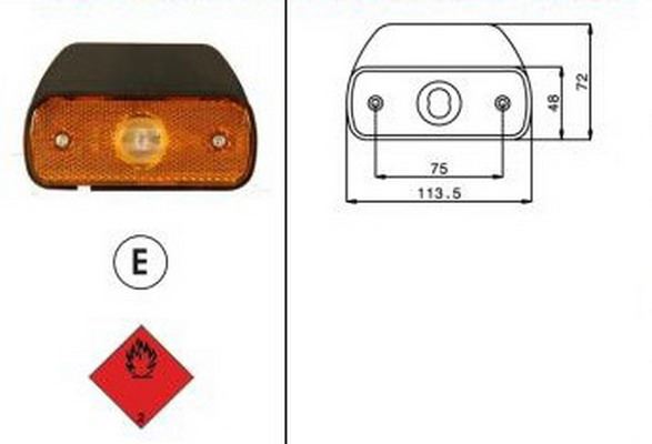 SIDEMARKER DISA BAG.AYAK 24V 250MM TEK LED - SABA